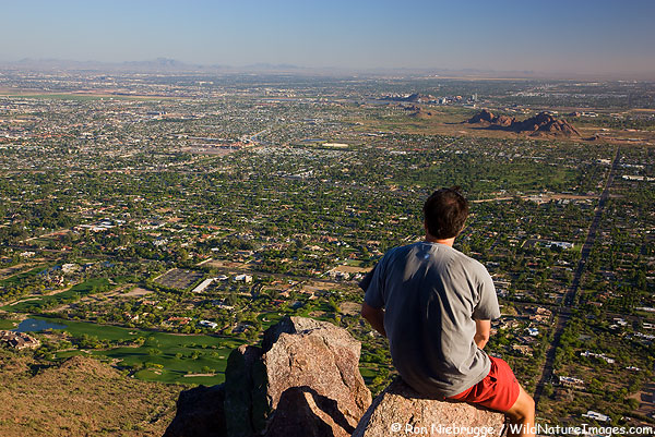 Hiking on Camelback Mountain, Phoenix, Arizona. (model released)